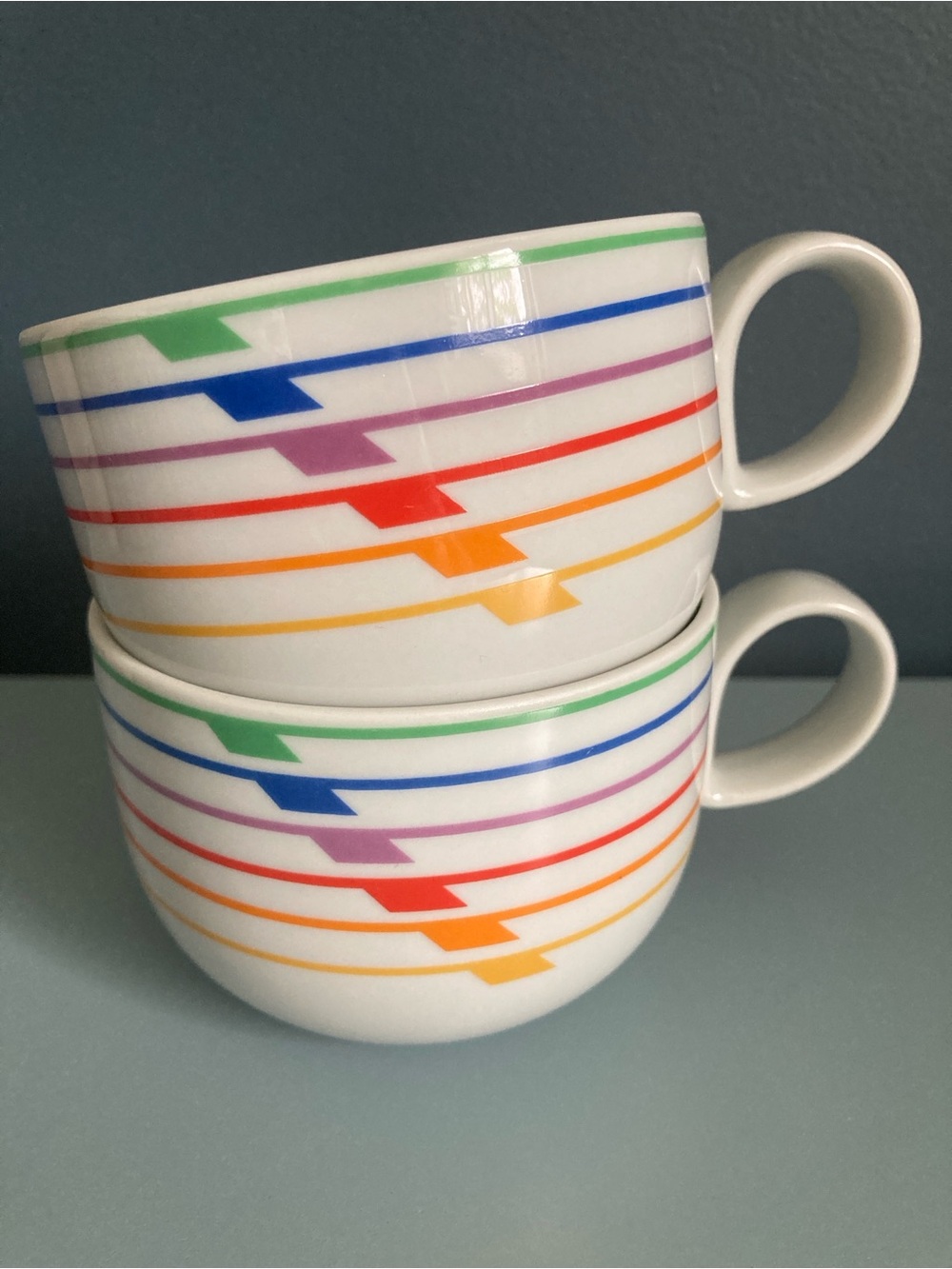 Sextet Harmony Block Vista Alegre Mug Set of 2 with Rainbow Stripe Accent